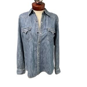 Vintage Lauren Jeans Co Ralph Lauren Denim Pearl Snap Shirt Size 10 Western
